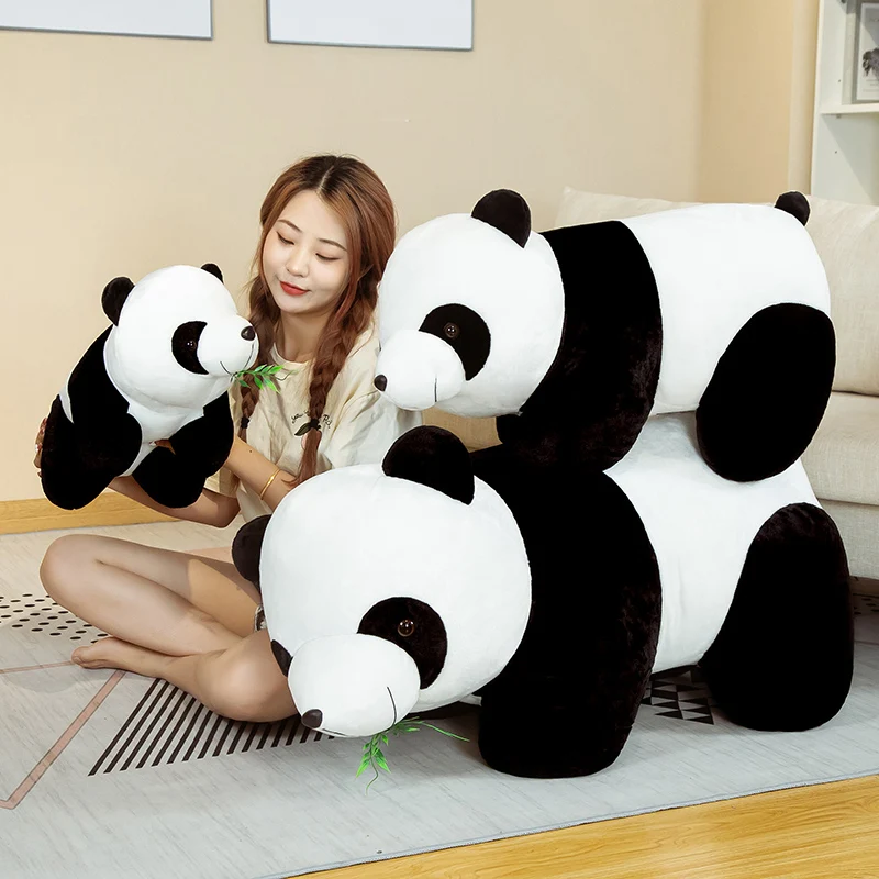 Panda de peluche Kawaii de 20cm, almohada encantadora con hojas de bambú, oso de Animal de peluche suave, bonito regalo de cumpleaños para niños