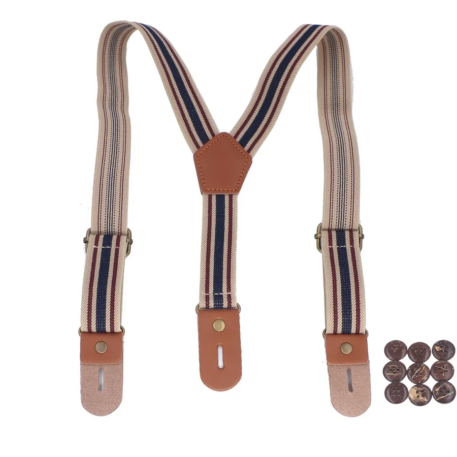 Children leather Button Suspenders Strip Elastic Adjustable Fashion Kids Braces Tirantes Bretelles width:2.5cm Length:65cm