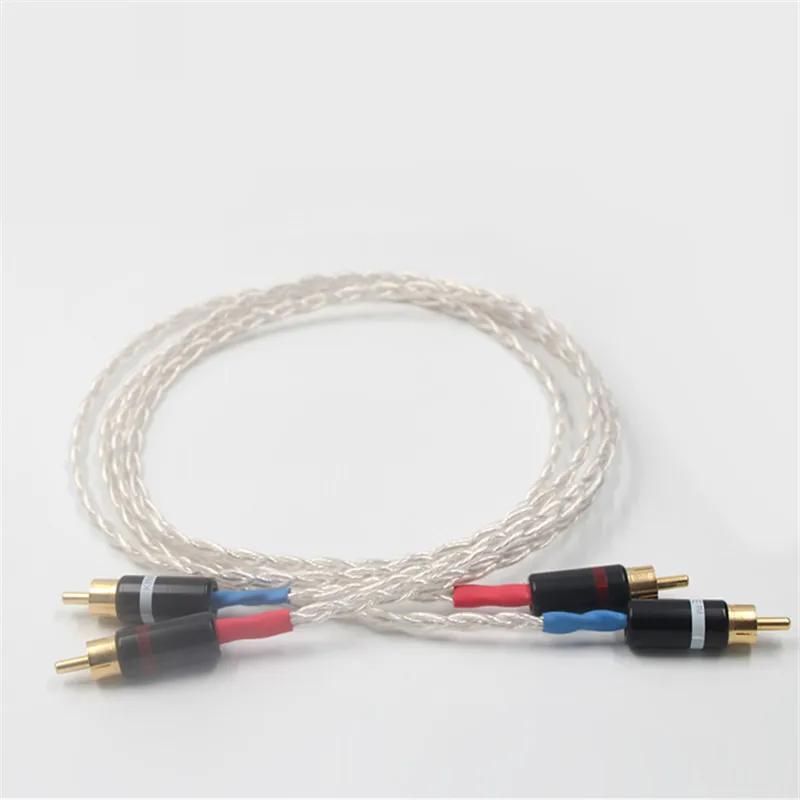 

8AG Single Silver audio cable Hifi RCA interconnect cable with Gold plated plug for Amplifier CD player