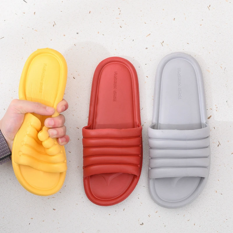 Summer Flat Slides Sandals Men and Women Casual Slippers Flip Flops Indoor Home Slippers Anti Skid Female Bath Slippers Shoes