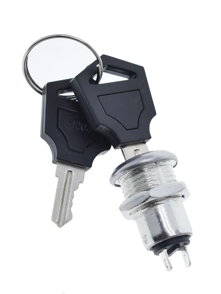 12mm Edelstahl Elektronischer Schlüsselschalter EIN/AUS Verriegelungsschalter Telefonsperre Sicherheits-Netzschalter 12*21mm S1203 2PIN 2 Schlüssel – Detail 8