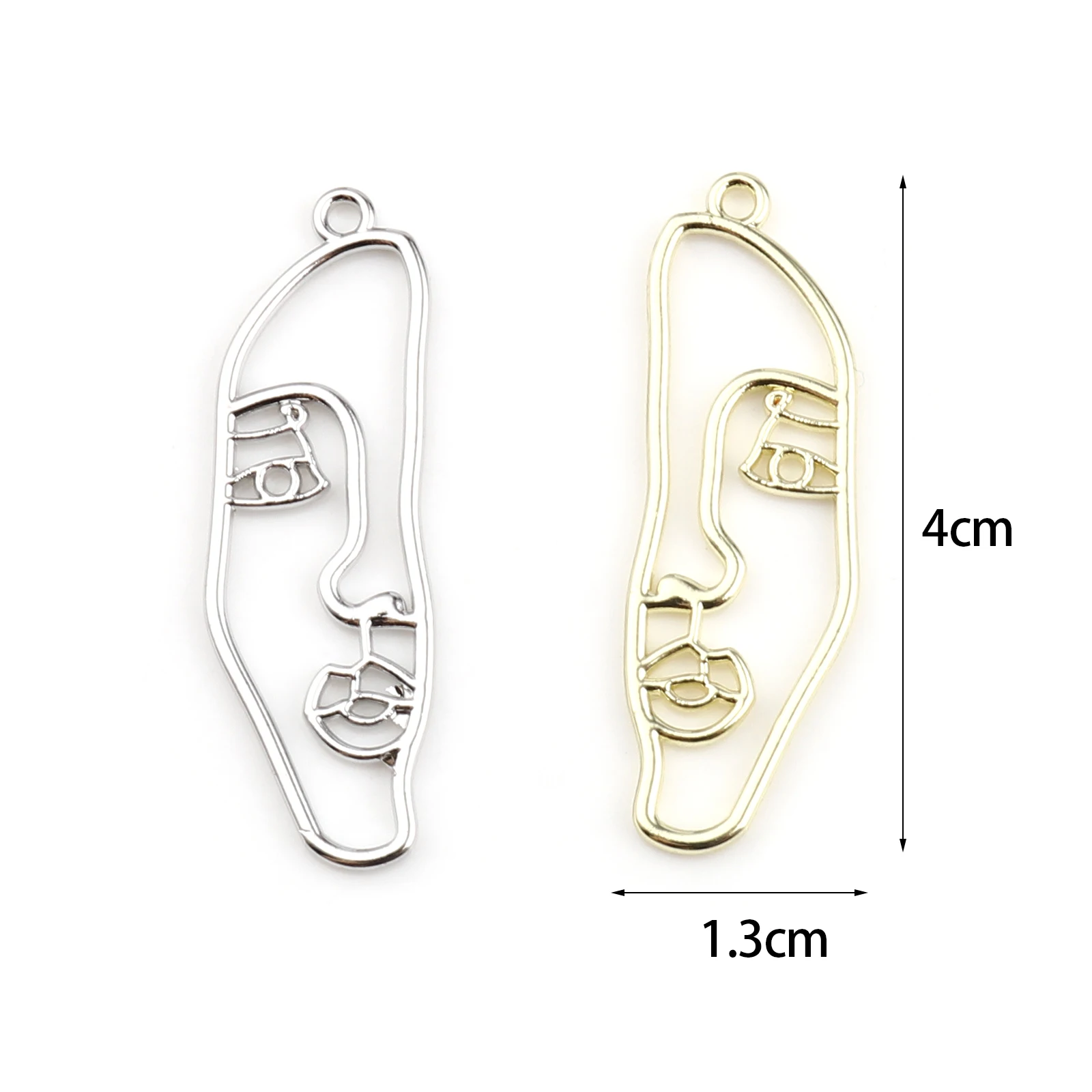 10 PCs Hollow Face Pendants profile Side face Charms Zinc Based Alloy Pendant  For DIY Earring Necklace Jewelry Finding Making