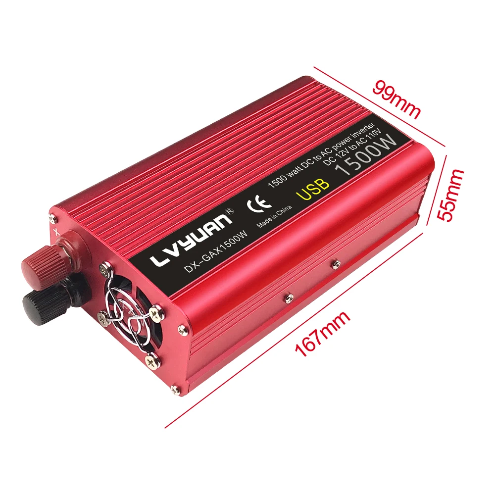 1500W/2000W DC 12V to AC 100V 110V Car Power Inverter Voltage Converter US Socket Car Cigarette Lighter Plug Auto Accessories