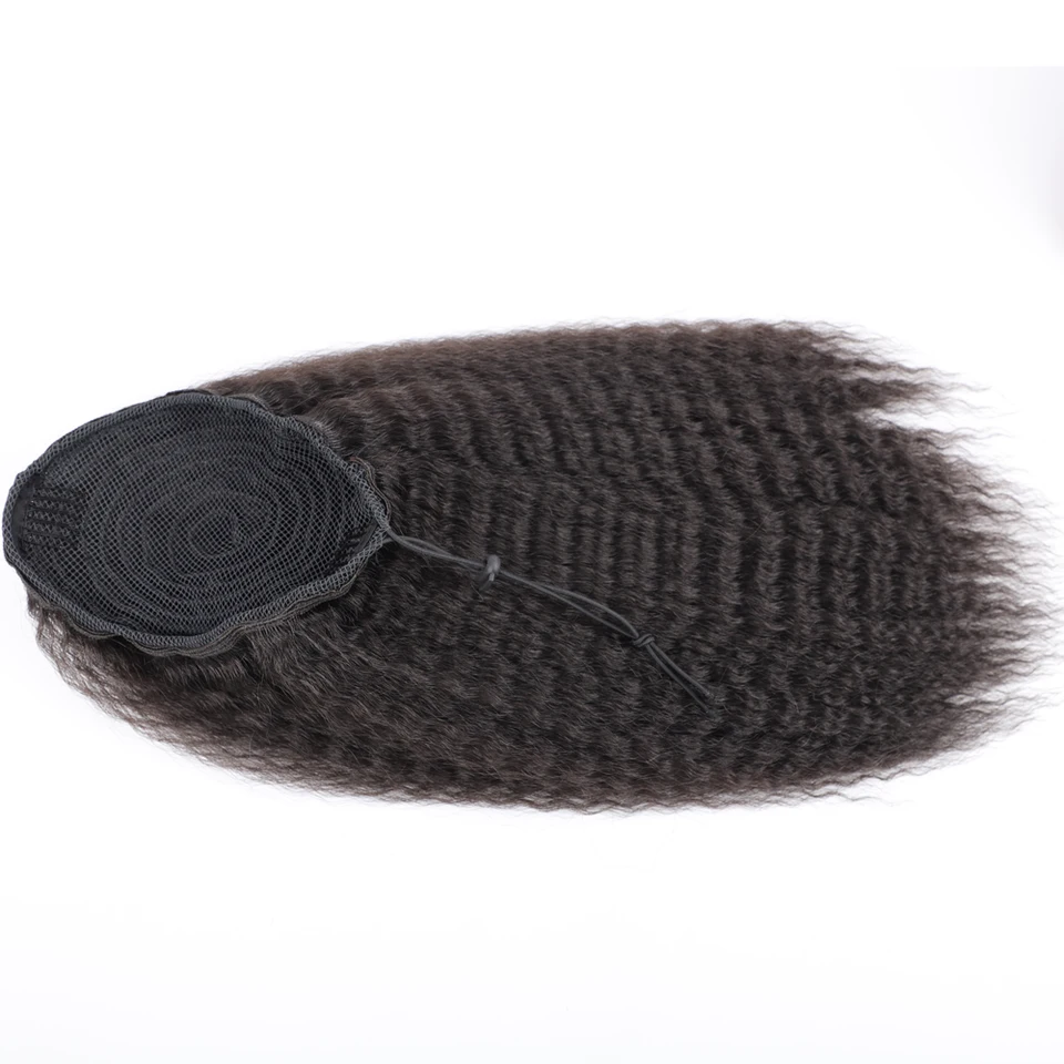 Coleta postiza sintética con cordón elástico para mujer, rizos kinky, afro puff 4