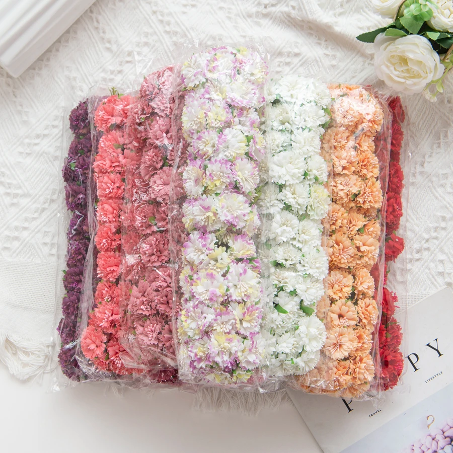 18PCS Stamen Silk Carnation Scrapbooking Christmas Decorations for Home Wedding Wreaths Diy Gifts Candy Box Artificial Flowers