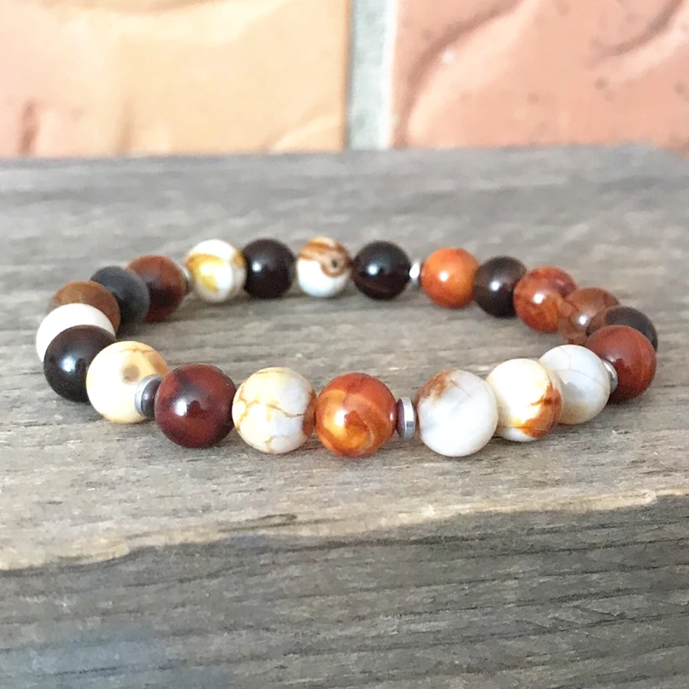

MG0911 8 MM Natural Fire Agate Bracelet Negative Energy Protection Bracelet High Quality Spirituality Meditation Jewelry