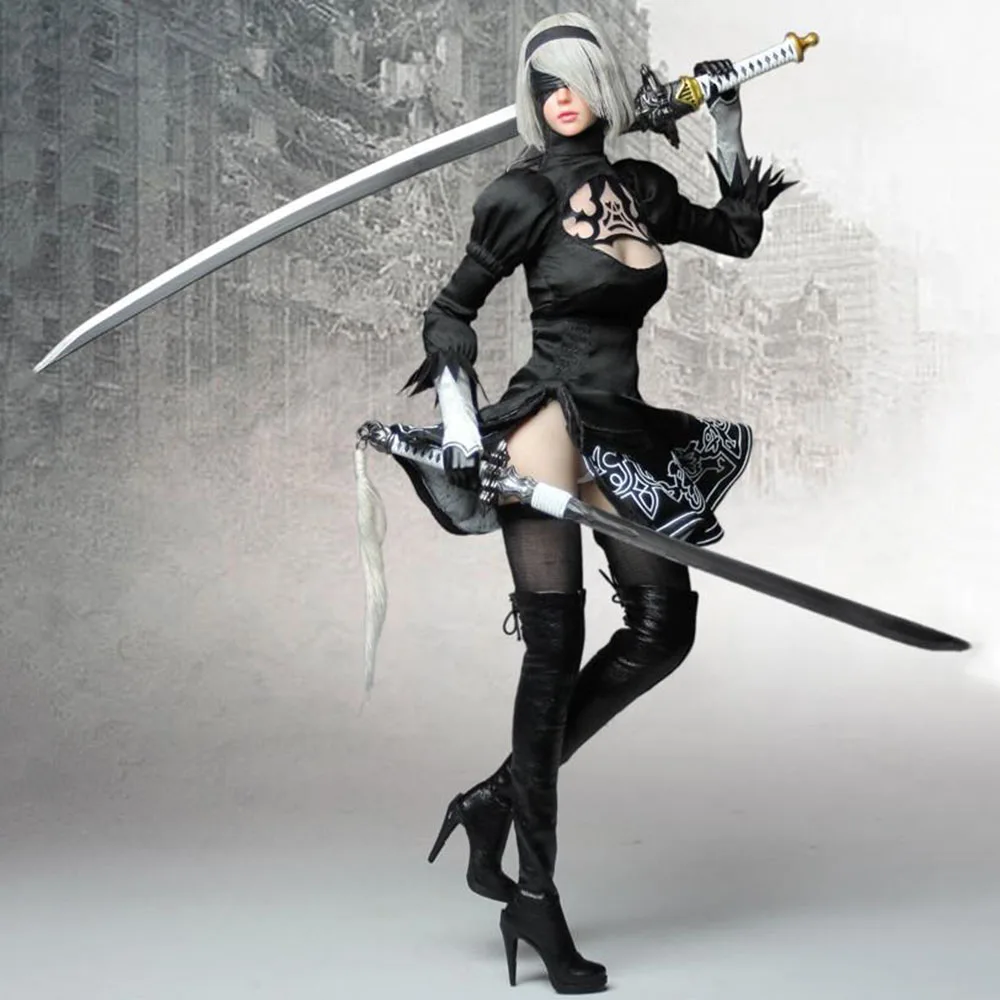 

Collectible SET015 NIER AUTOMATA YORHA 1/6 Female Soldier Clothes Suit & Head & Weapon Accessories For 12'' Action Figure Body