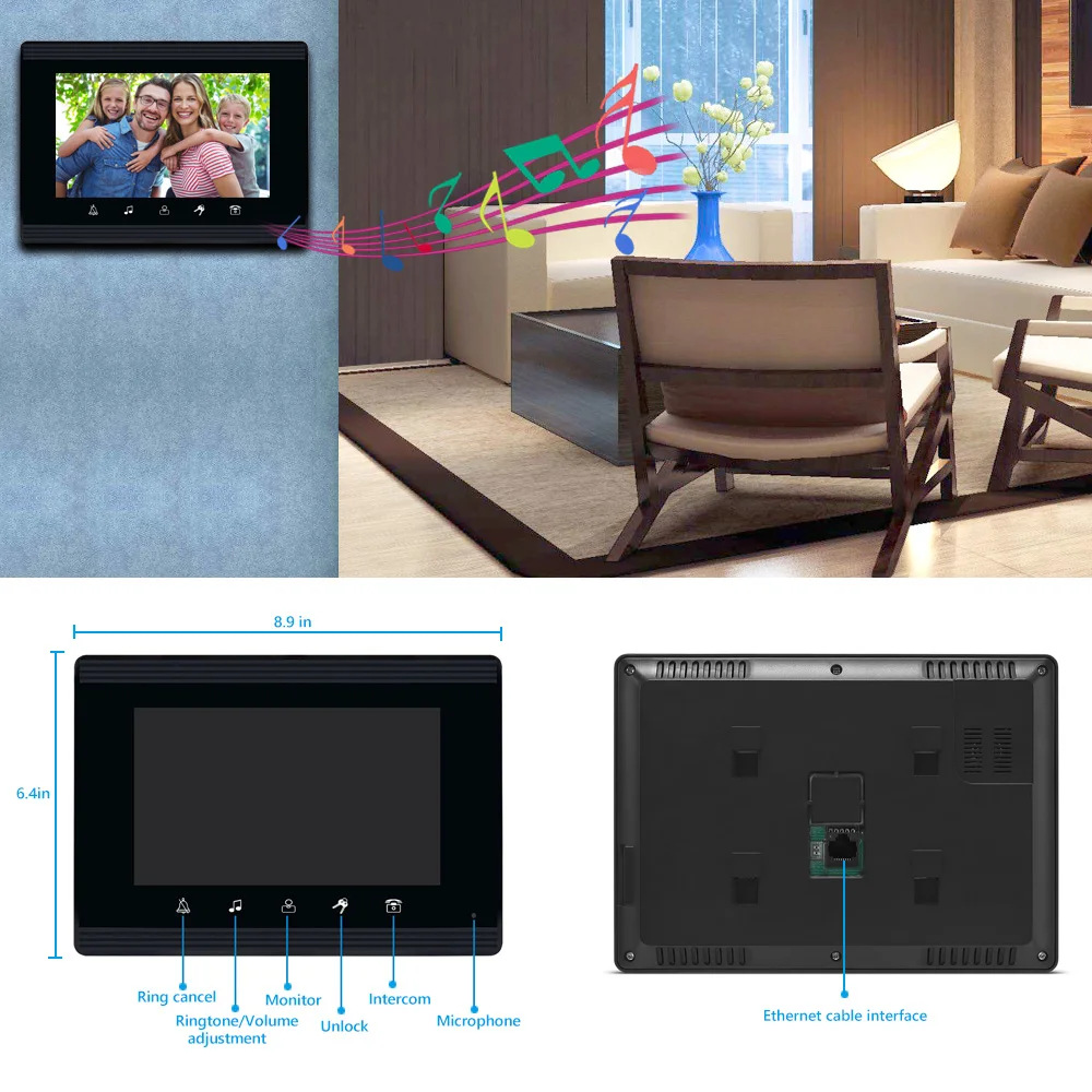 2020 Upgrade Versions 2/3/4/6 Units Apartment intercom Video door phone network Cable Connect, Single-Supply, ID Keyfobs Unlock