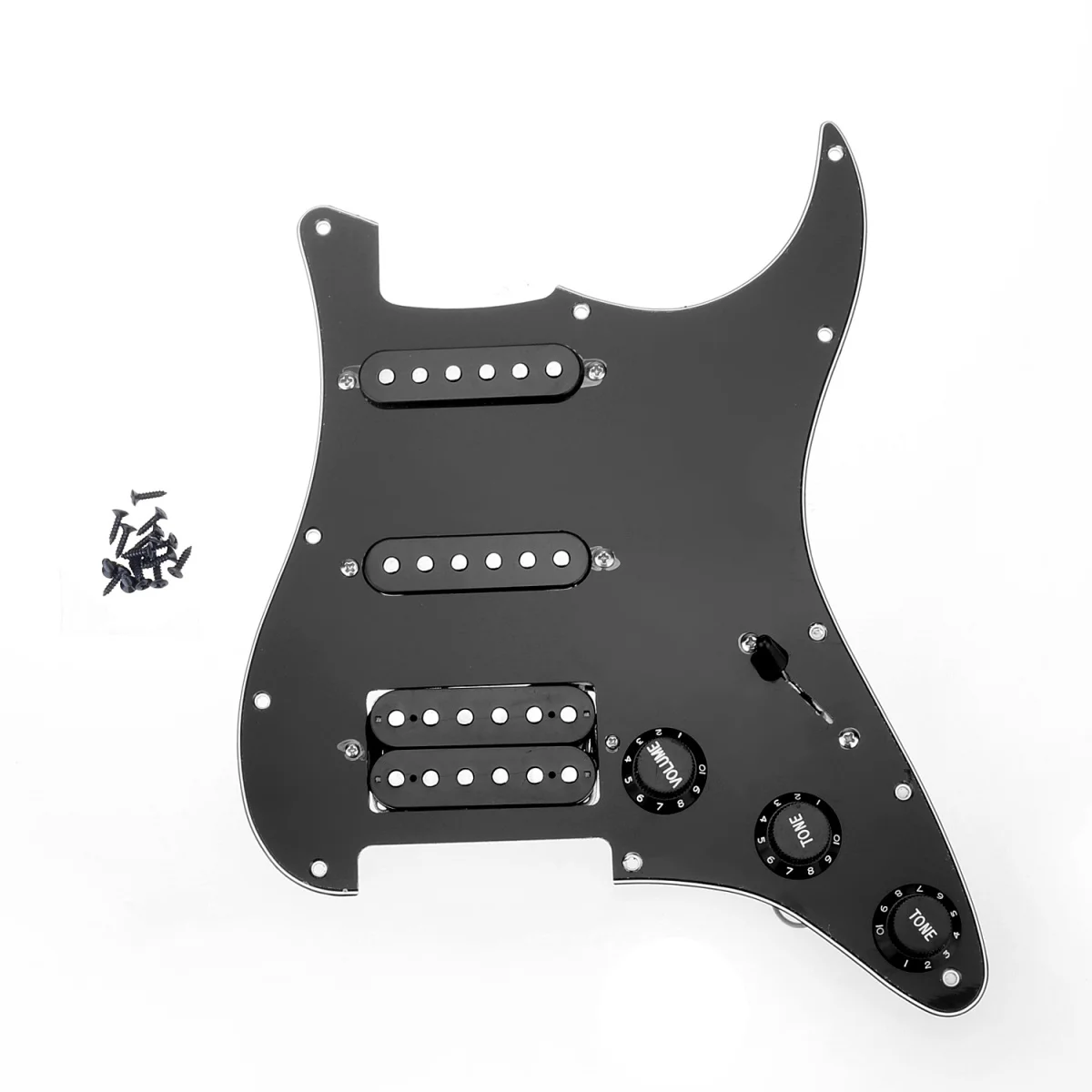 

Musiclily 11 Hole Loaded HSS Prewired Pickguard with Pickups Set for Fender USA/Mexican Strat Squier Guitar, 3Ply Black