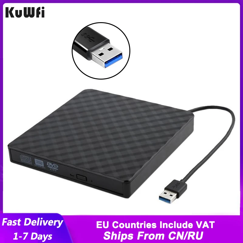 USB 3.0 External DVD Burner Writer Recorder  DVD RW CD Writer Portable Optical Drive Burner Reader Player Tray For PC Laptop