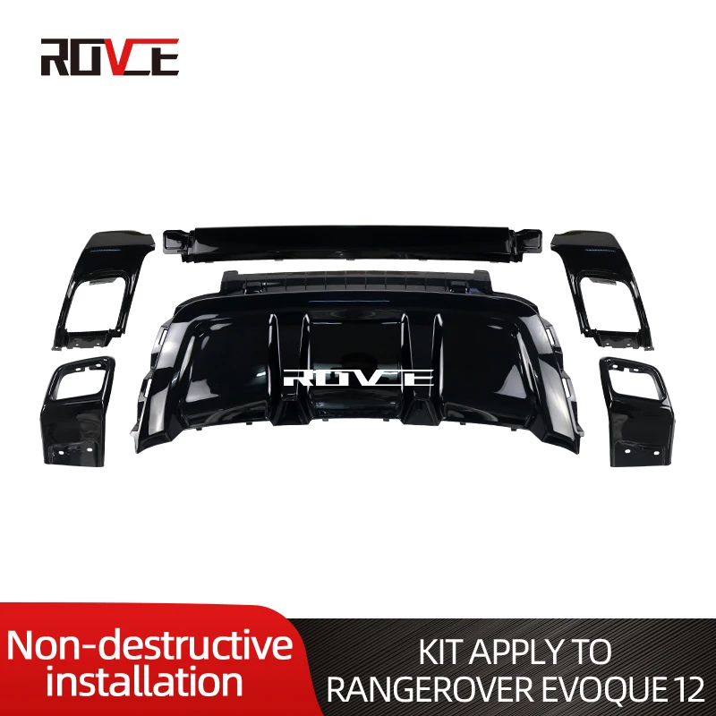 ROVCE Rear Bumper False Tail Throat Exhaust Pipe Trim Kit For Land Rover Evoque 2012-2018 year Model Dynamiv Style L538