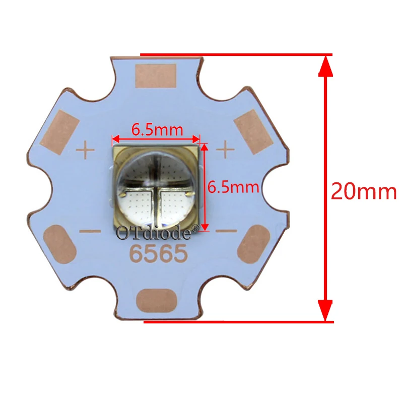 Chip de cristal de cuarzo para curado de impresora, diodo ultravioleta de luz púrpura vertical, 10W, 12W, LG6565, 365nm, 370NM, 395nm, 400nm, 405nm