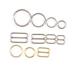 100pcs/lot Gold Sliver Metal Adjusters Buckles Bra Rings and Sliders Strap Adjusters Buckles Underwear Adjustment Accessories