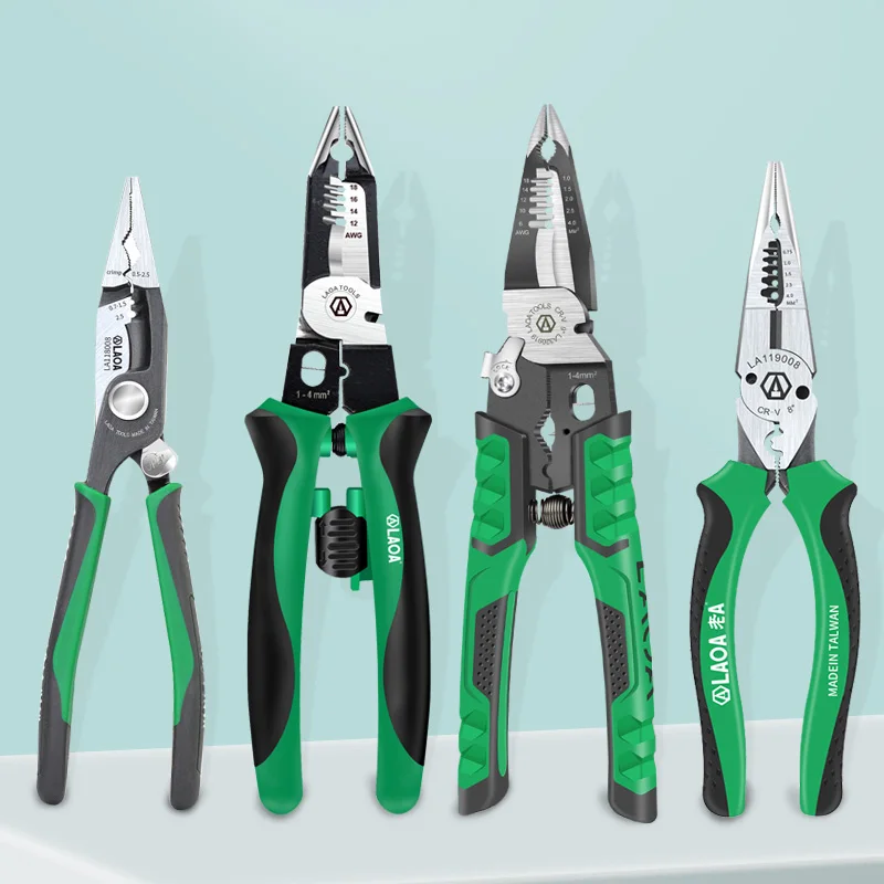 LAOA 9 in 1 Multifunctional Electrician Pliers Long Nose Pliers Wire Stripper Cable Cutter Terminal Crimping Hand Tools