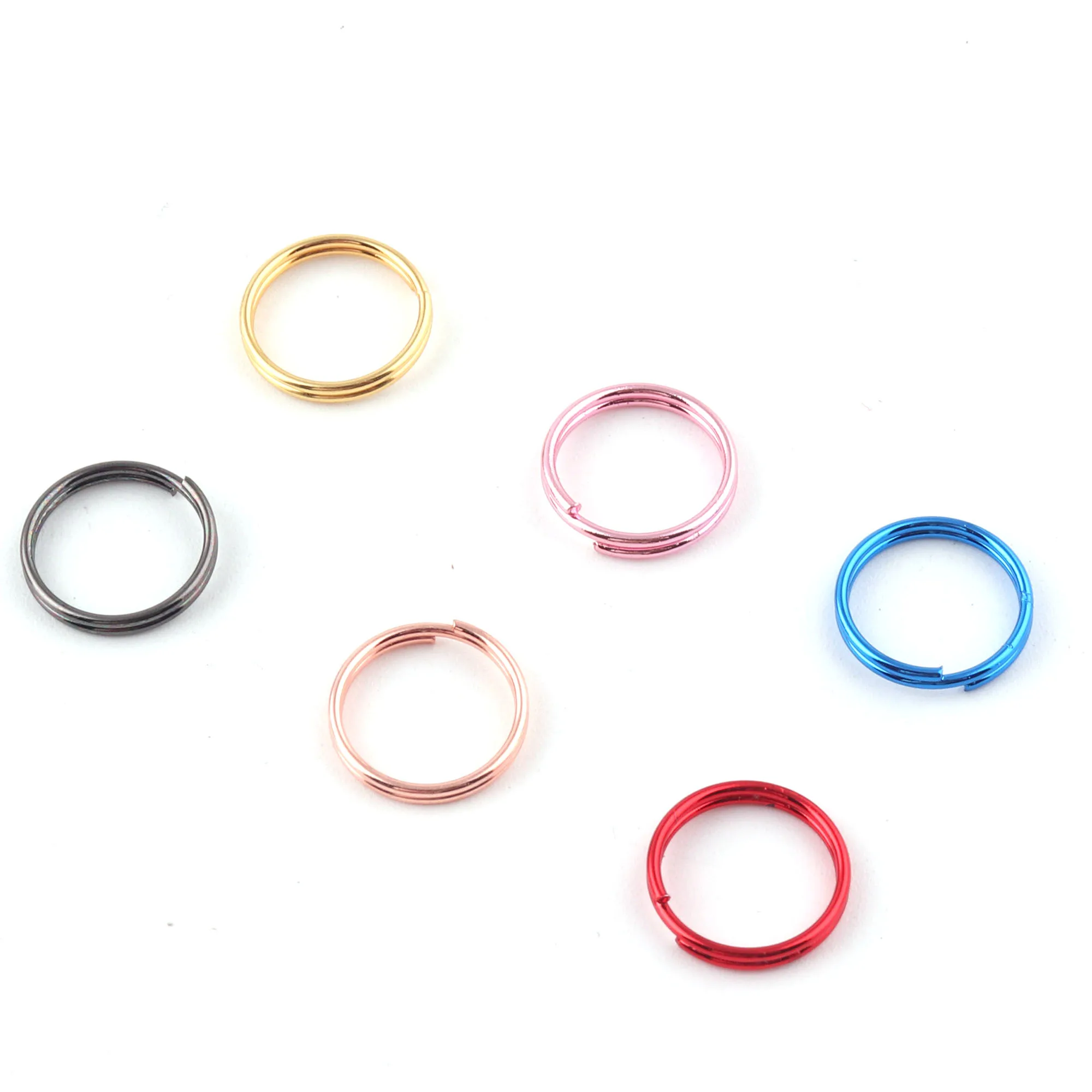 30PCS 12mm Split Jump Rings Split Key Rings Key Chain Bulk Charm Finding Key Fob Ring-Rose Gold Blue Pink Red Gunmetal Silver