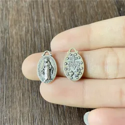 Charms oval metal disc Virgin Mary religious pendant for jewelry making DIY bracelet necklace accessories