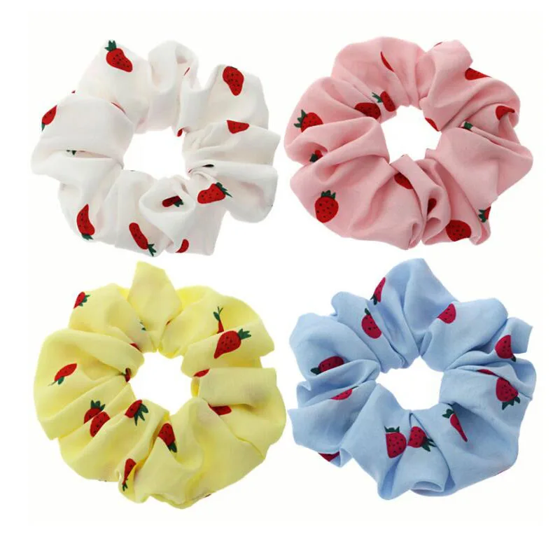 Strawberry Fruit Print Hair Ties Daily Hair Accessories Women Headband Scrunchies Girls Hair Band Fashion Hairbands Headwear