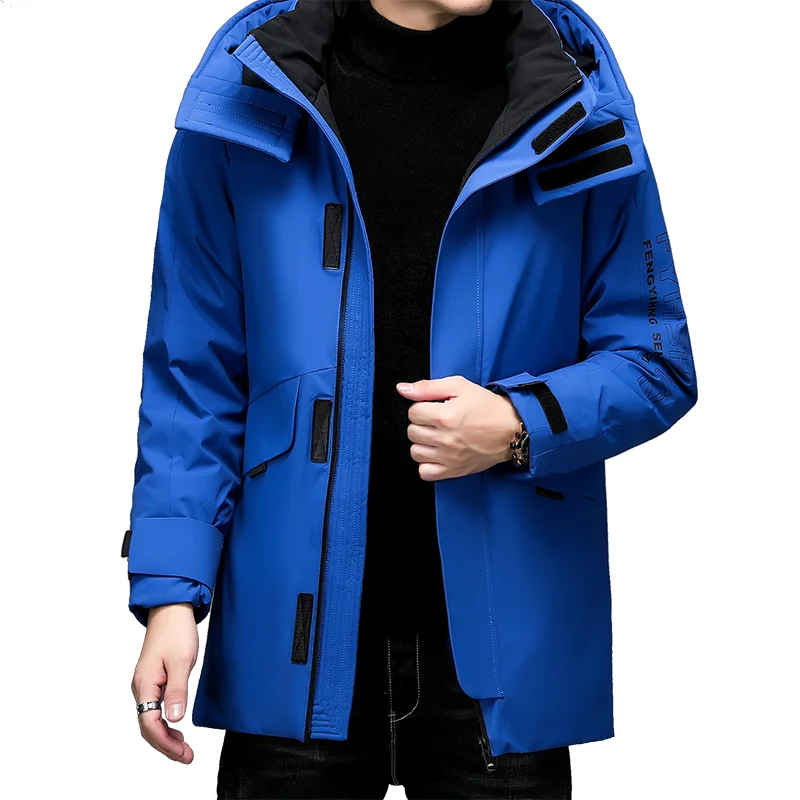 

Winter Men Long White Duck Down Jackets Hooded 2021 Brand Fashion Thicken Warm Overcoats Loose Down Coats Man Parkas