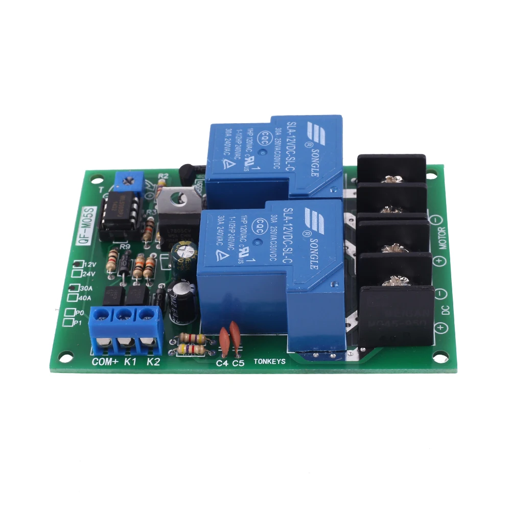 DC 12V 30A Motor Driver Controller for Forward and Reverse Auto Cycling 0-60 Seconds Relay Delay Reverse Connection Protection