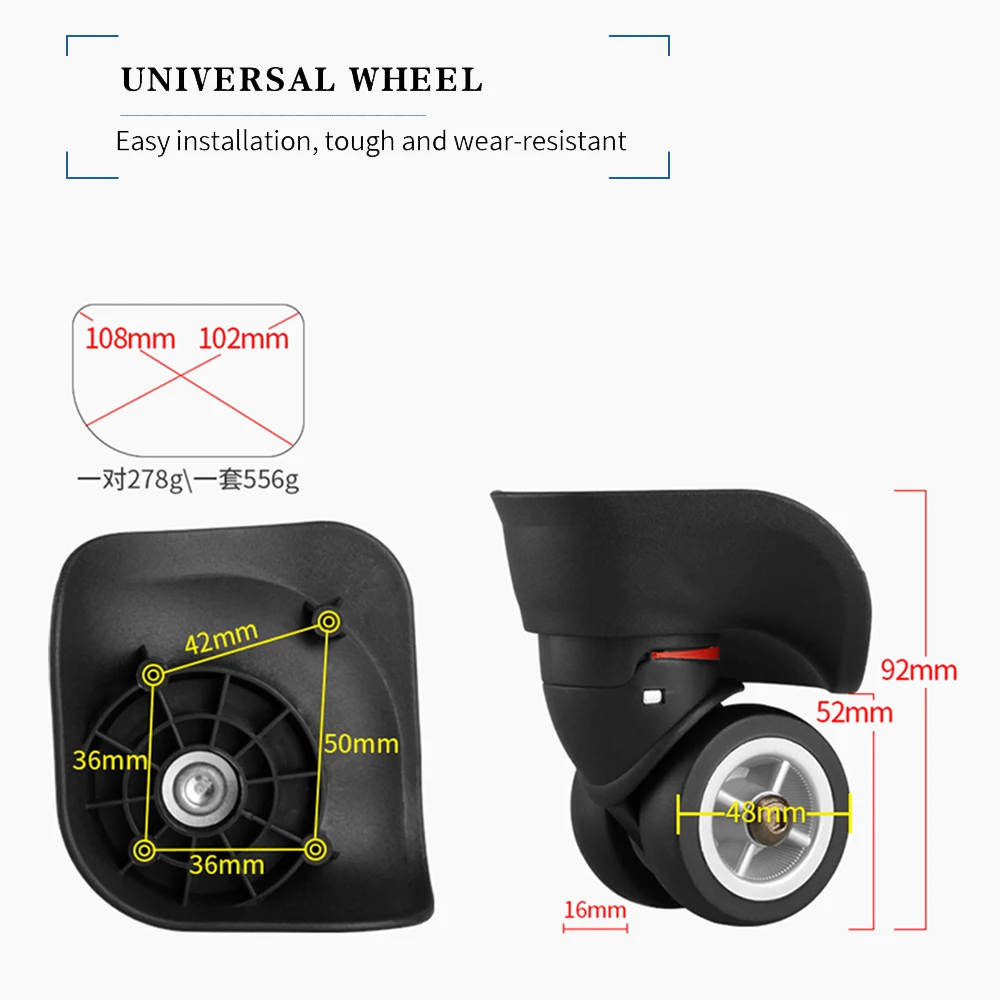 Hanluoke w029 trole caso bagagem roda universal viagem mala peças acessórios de borracha alta qualidade roda da bagagem