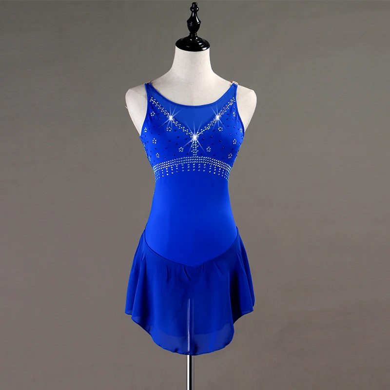 

Figure Skating Dress Women girl Ice Skating Dress royal blue Gymnastics Costume custom rhinestone B043