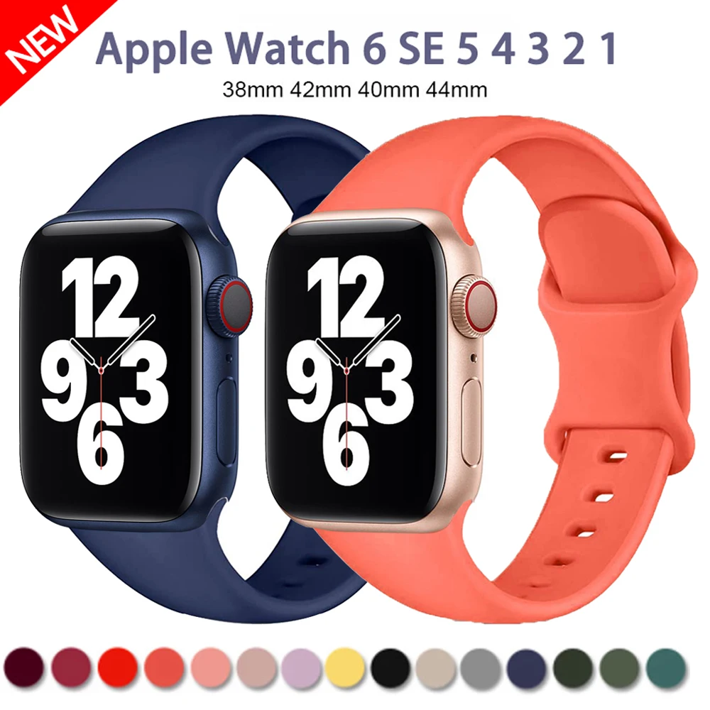 Silicone Strap For apple watch band 44mm 40mm 45mm 41mm 38mm 42mm Accessorie Smartwatch Bracelet Correa iWatch series 9 8 7 6 se