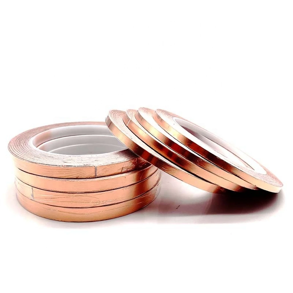 15mm Conductive Copper Foil Tape Strip Single Side Adhesive Mask Electromagnetic Shield Eliminate EMI Anti-static Heat Resist