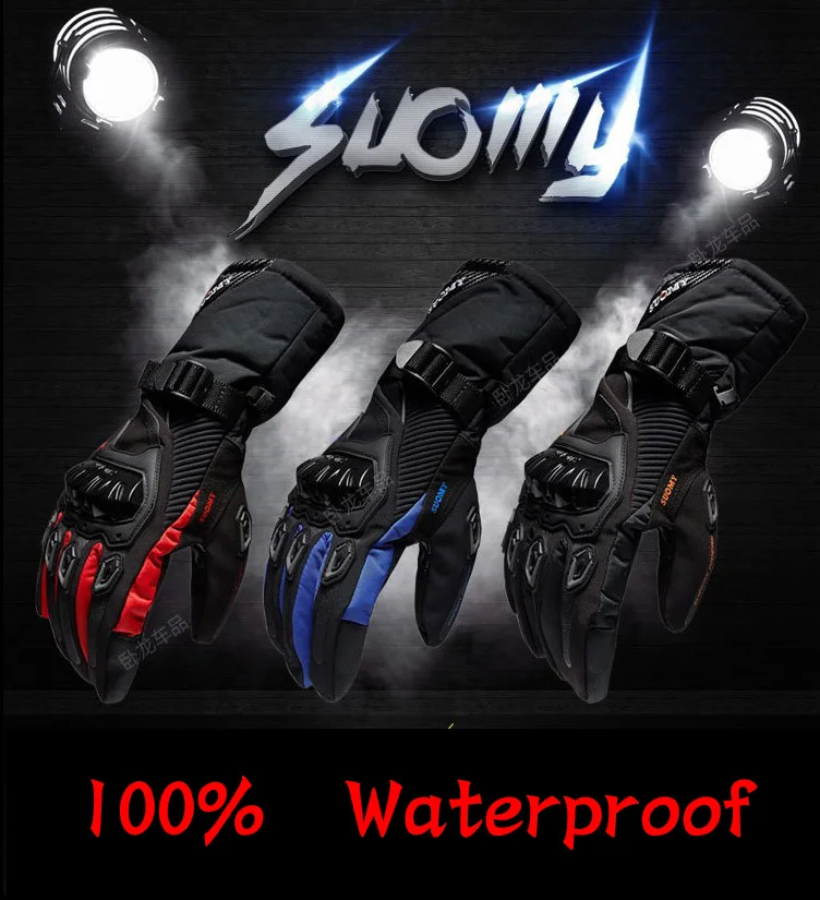 SUOMY Winter warm motorcycle gloves 100% Waterproof windproof Guantes Moto Luvas Touch Screen Motosiklet Eldiveni Protective