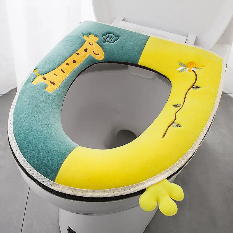 Toilet Cushion Household Four Seasons Universal Toilet Seat Gasket Cover Zipper Thickened Toilet Cushion Plush Toilet Cover