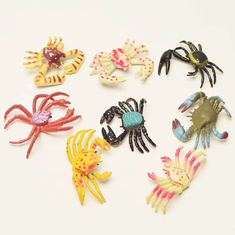 8Pcs/12Pcs Simulation Crab Frog Model Toy Soft Plastic Swimming Crab Mini Marine Animal Fish Tank Sand Table Landscaping Props