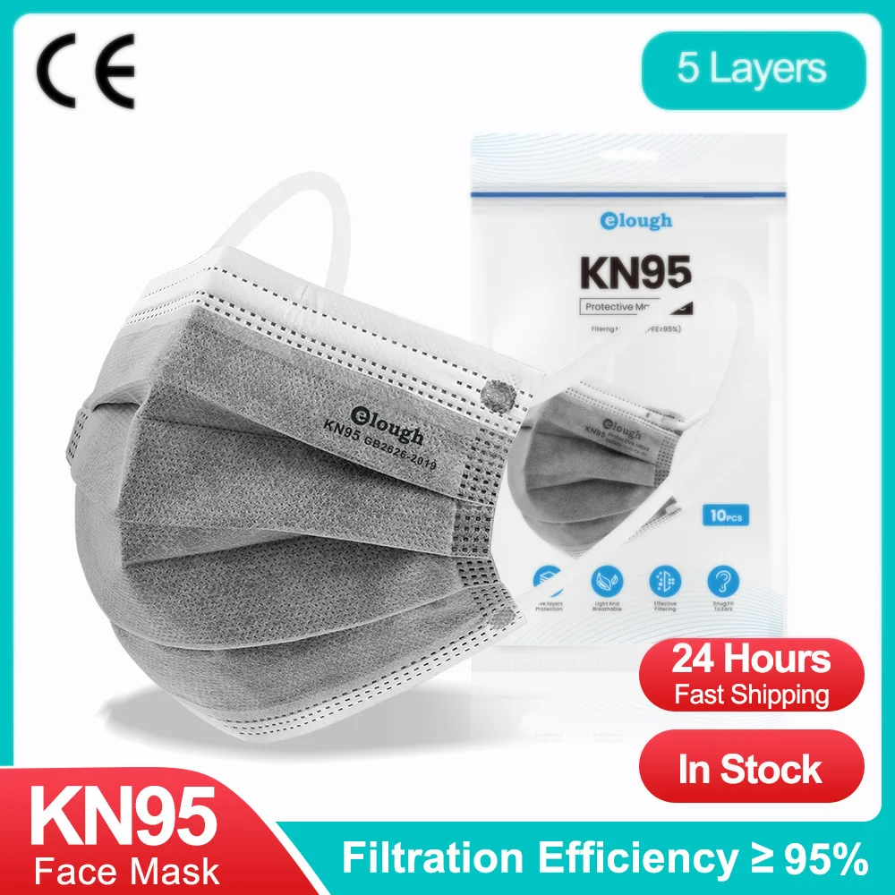 20-100PCS 5 Layers Gray KN95 Mascarillas Quirurgicas Homologadas FPP2 Activated Carbon Dust KN95 Mask FFP2 Filters 95% FFP2mask