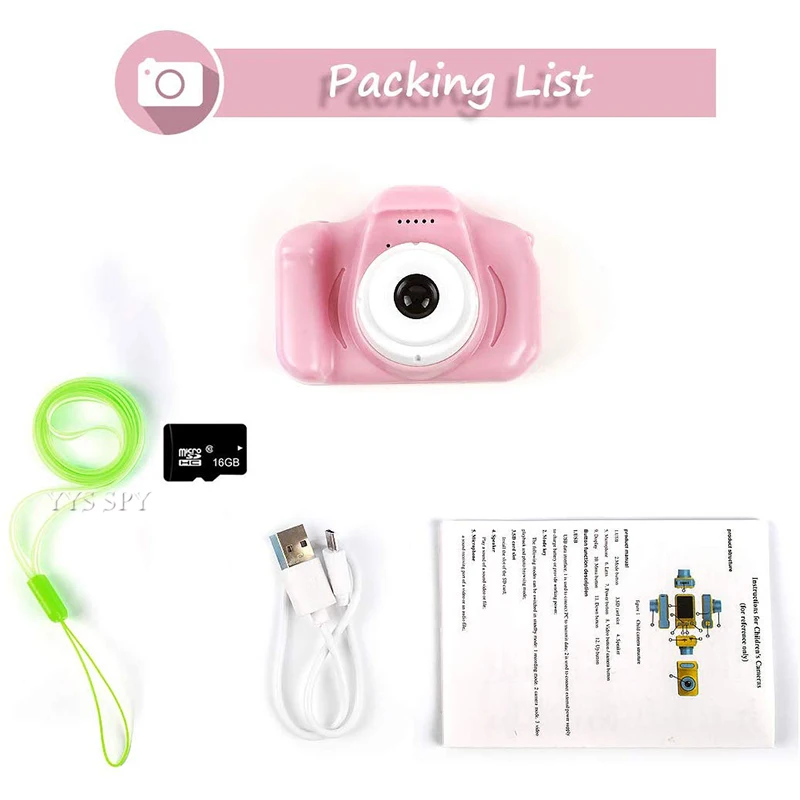 2.0 inch HD Video Camera Kids Digital Vlog Camara Photography Children Best Christmas Gift Mini Camcorder Support Hidden TF Card