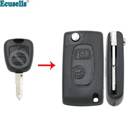 2 Buttons Modified Flip Remote Key Shell for Peugeot 206 with uncut NE72 blade