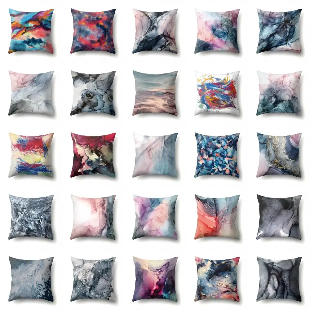 Marble Textured Pillow Case Polyester Dakimakura Hotel Pillow Case Striped Waist Pillow for Living Room Sofa Car Soft Pillowslip