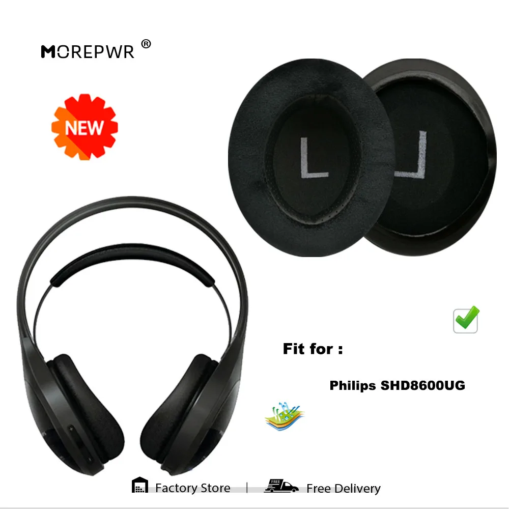 

Morepwr New Upgrade Replacement EarPads for Philips SHD8600UG Headset Parts Leather Cushion Velvet Earmuff Earphone Sleeve