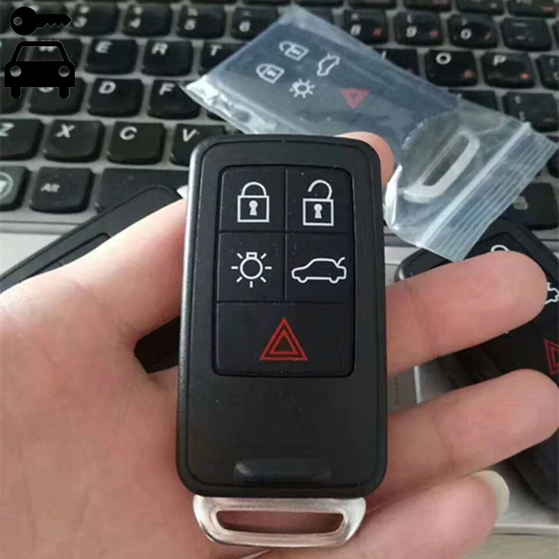 For Volvo XC60 XC70 S60 S80 V60 Car Intelligent Key with Key Blade 5 Buttons Car Keyless Smart Remote Key 433Mhz with ID46 Chip