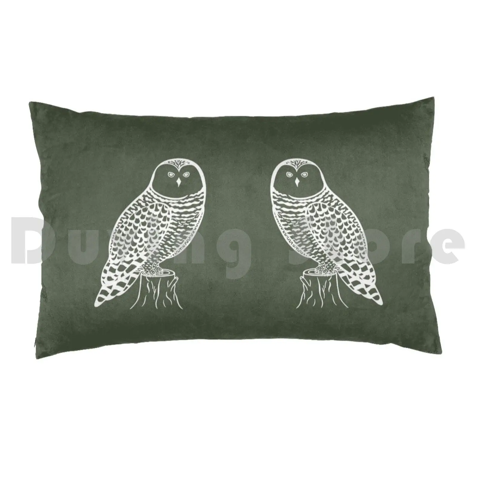 Snowy Owls In Love ( On Khaki ) Pillow Case 20*30 Inch Snowy Owl Snowy Owls Bird Birds Owl Owl Bubo