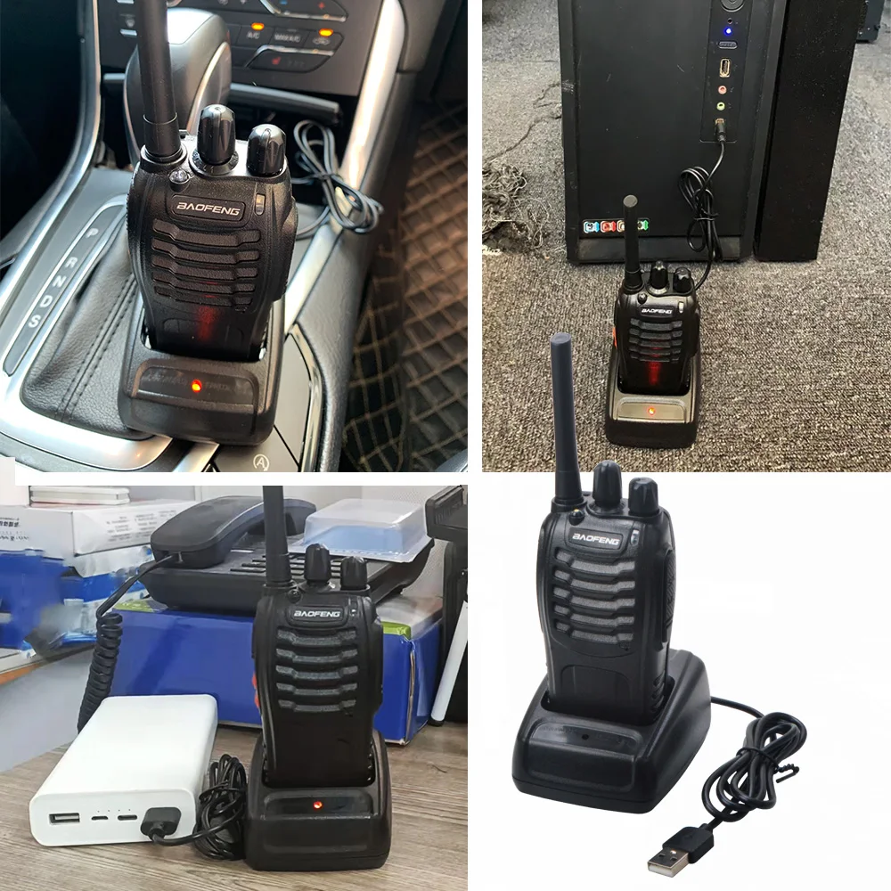 2 pz Baofeng Walkie Talkie BF-88E PMR 0.5W 16CH UHF 446.00625-446.19375MHz 12.5KHz separazione del canale con auricolare caricatore USB