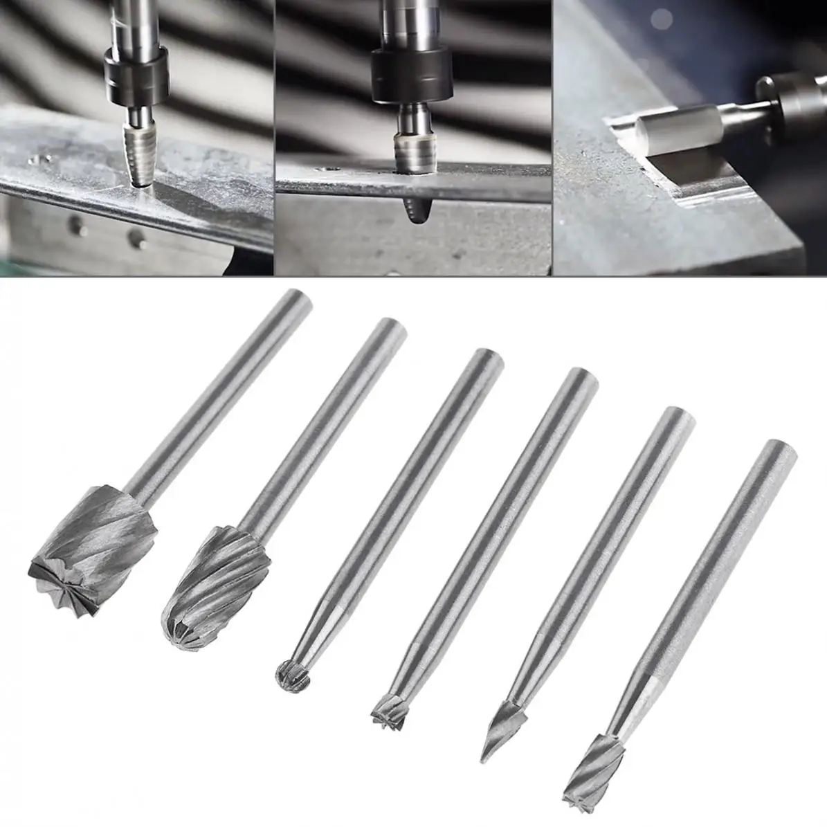 

6pcs/set Rotary Rasp High Speed Steel Woodworking Tools Rotary Files Set Shank Diameter for Electric Grinding Head Grinding Tool