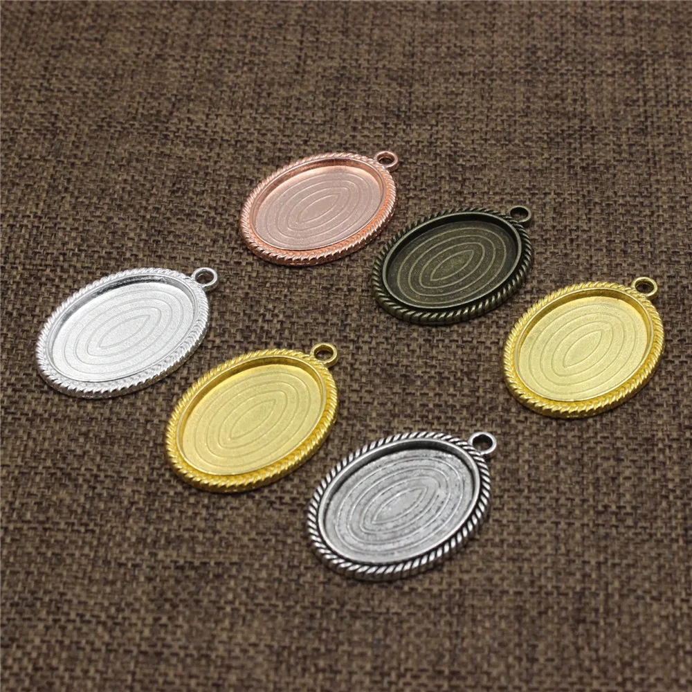 Onebeading Fit 18x25mm Oval Cabochons Summer Fashion Pattern Glass Base Frame Bezel Tray Blank DIY Accessory Making 10pcs K00230