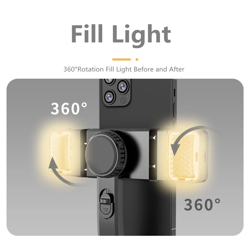 كول ديير جديد gimbal مثبت يدوي الهاتف المحمول فيديو سجل الهاتف مثبت أفقي مع Led ملء ضوء ل هاتف ذكي