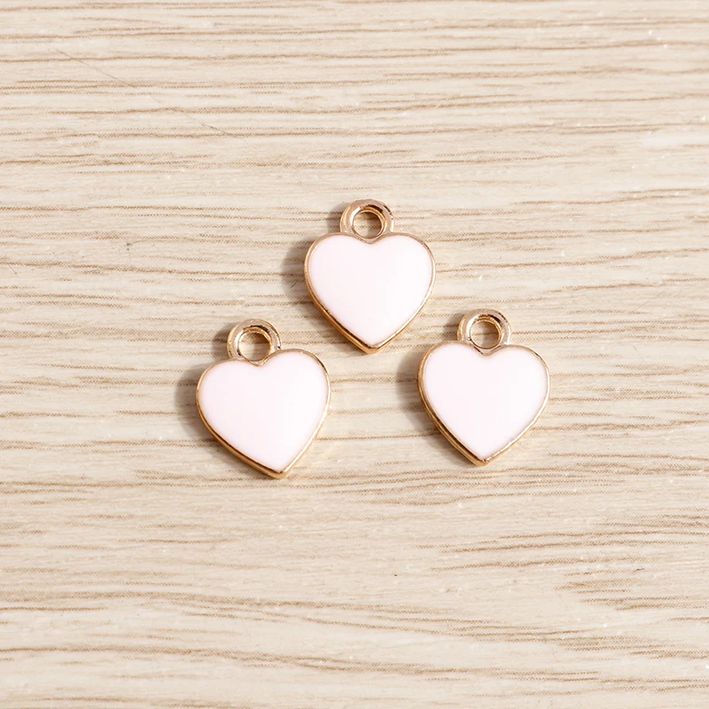 10pcs 10*12mm Enamel Love Heart Charms for Jewelry Making DIY Pendant Necklaces Drop Earrings Bracelets Keychain Jewelry Finding