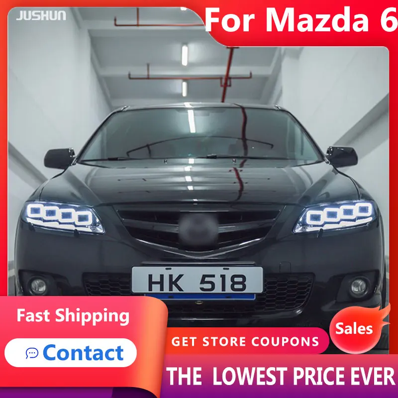 

HANA для Mazda 6 фары 2003-2015 для Mazda6 светодиодные фары DRL дальнего ближнего света 4 светодиодные линзы динамический стример указатель поворота
