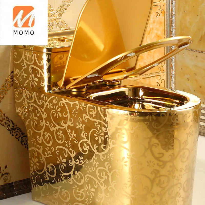 

Home creative European toilet, golden pattern toilet, super cyclone siphon water-saving and odor proof color toilet