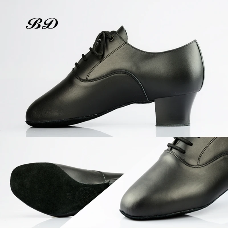 BD-zapatos de baile auténticos para hombre, calzado latino de piel de vaca, GB, suela recta de 5 CM con tacón, calcetín moderno, 403