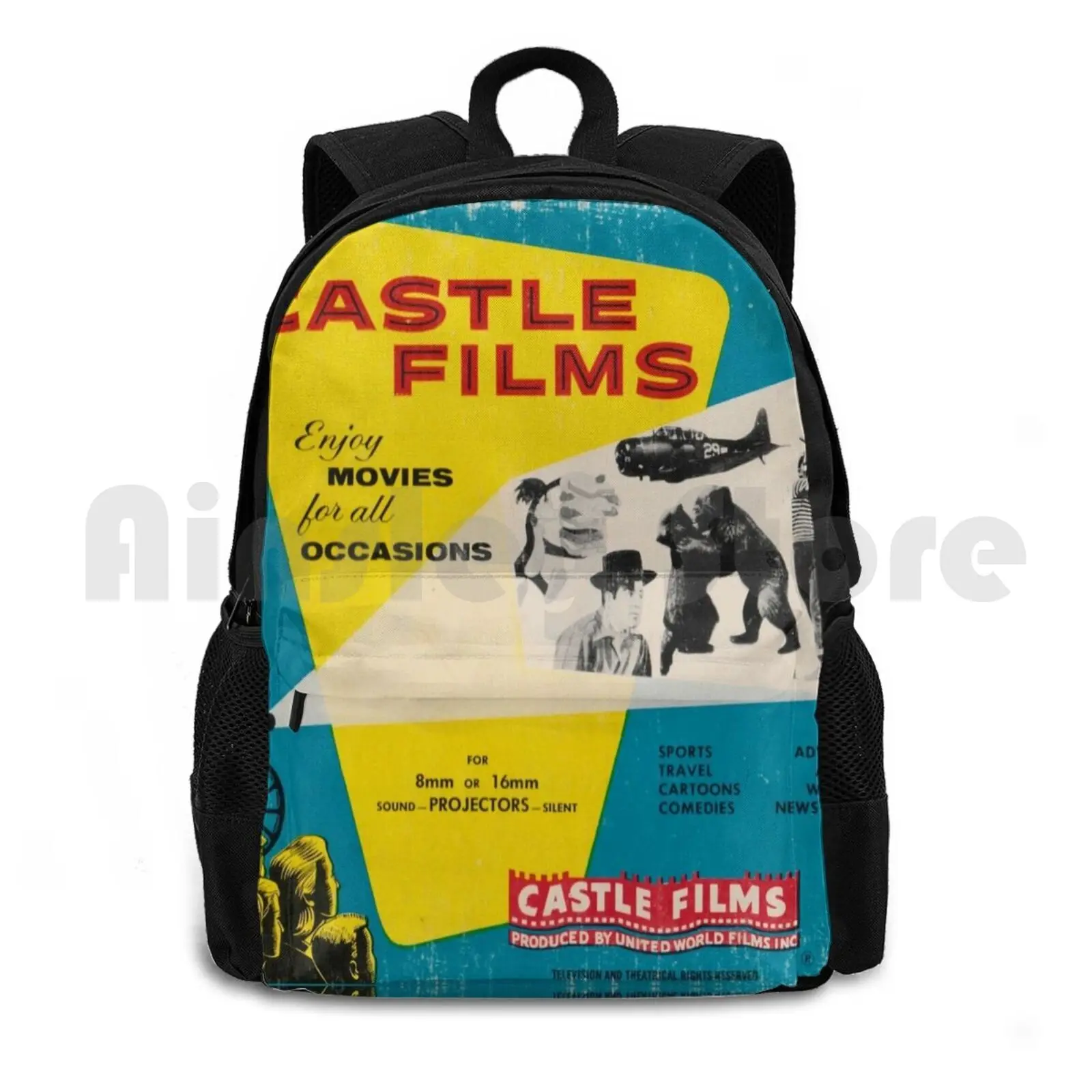 

Castle Films : Enjoy Movies For All Outdoor Hiking Backpack Riding Climbing Sports Bag Castle Films 16mm Film Old Movie Silent