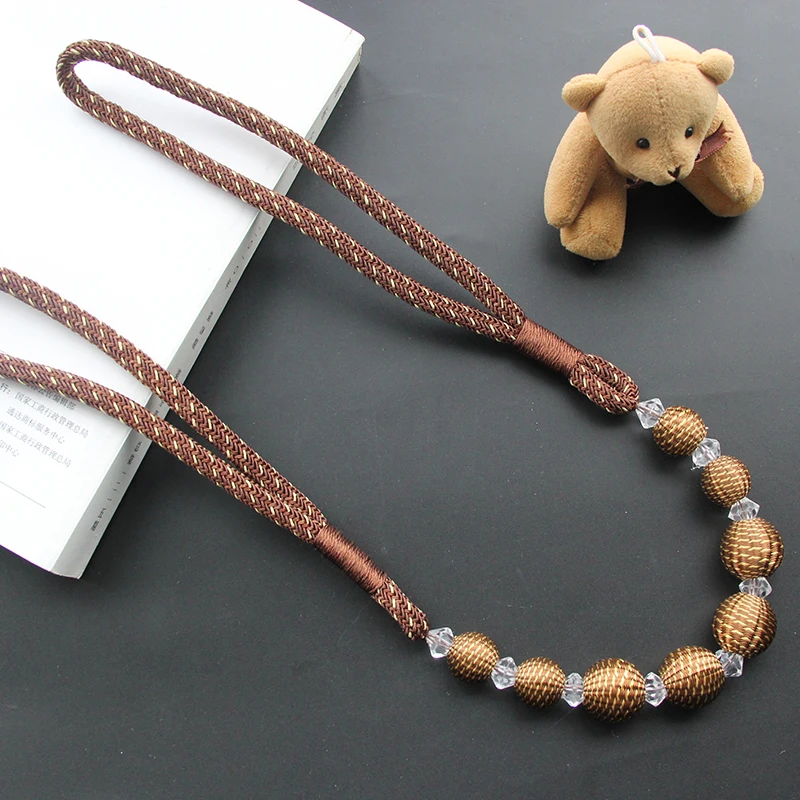 1Pc Pearl Curtain Tieback Multicolour Bead Curtains Holdback Buckle Rope Tie Back Home Decorative Accessory Curtain Holder Strap