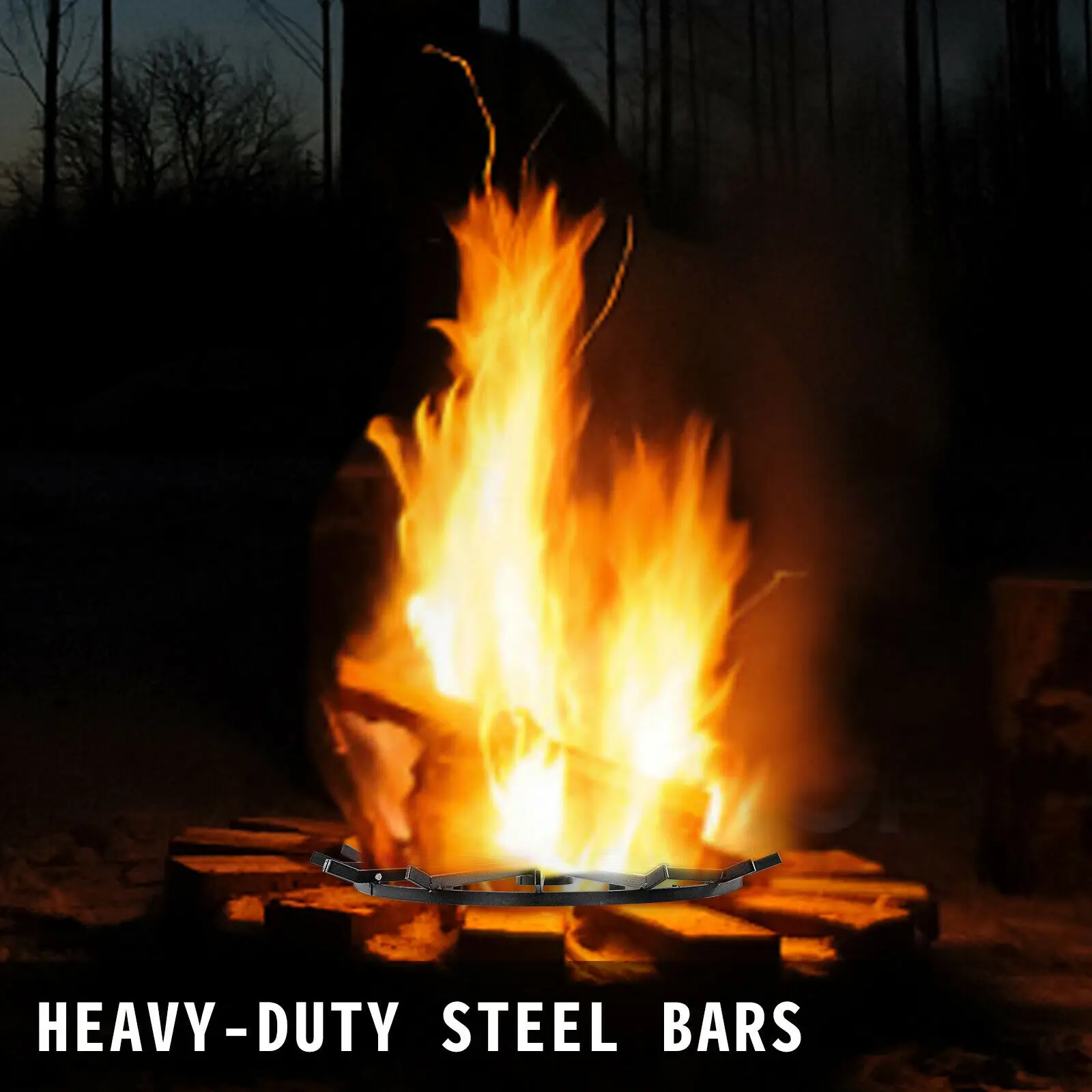 VEVOR-Grille de foyer ronde durable, roue robuste en acier robuste, mouvement sûr pour les activités de plein air, de nombreux types de feux de camp