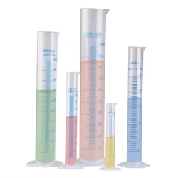 4 sztuk przezroczysty pomiar plastikowy Cylinder ze stopniowaniem plastikowe Measuri Test próbny płyn Tube Lab narzędzie 10ml / 25ml / 50ml / 100ml