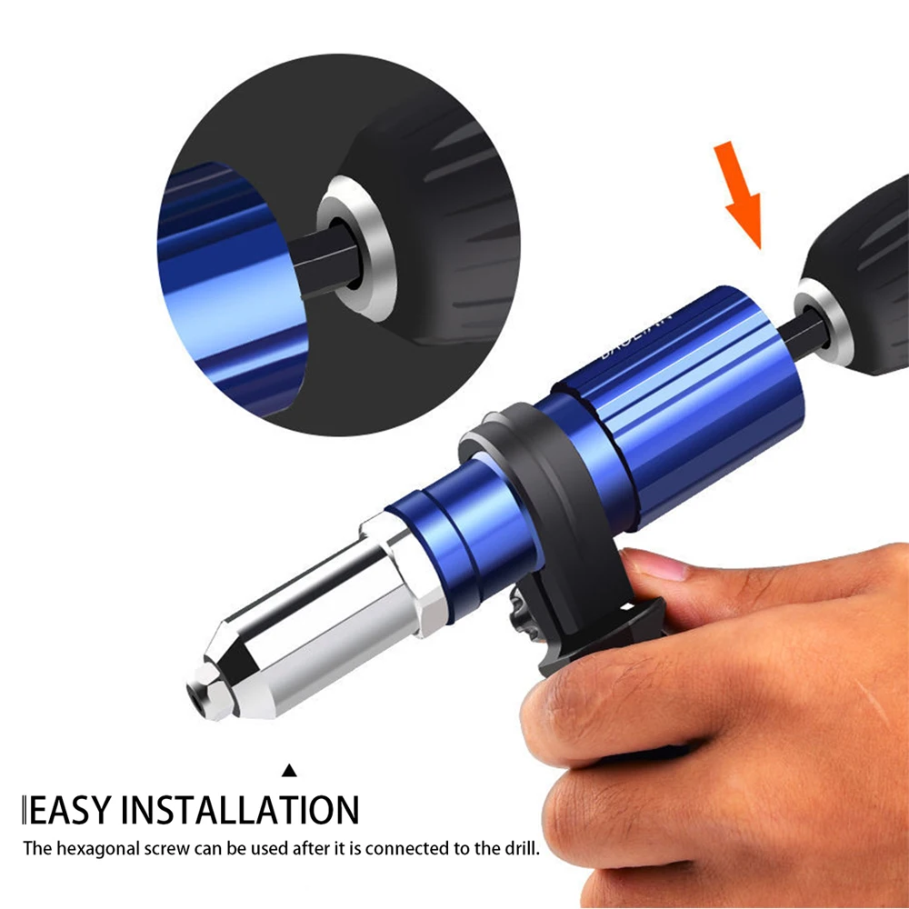 Pistol Paku Keling Listrik 2.4Mm-4.8Mm Adaptor Bor Senapan Paku Keling Alat Memukau Tanpa Kabel Konektor Konversi Alat Tenaga Kacang Masukan